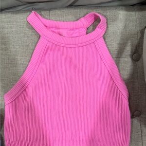 Aerie Pink Ribbed Cut Out Tank Top